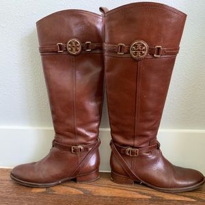 Tory Burch brown leather riding boots